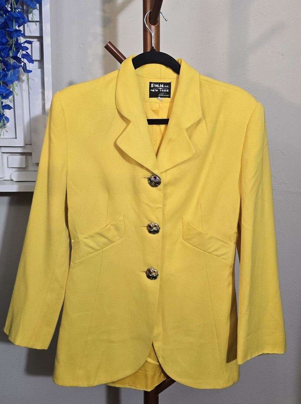 PMM New York 80s Yellow Women's Blazer Jacket Sz M